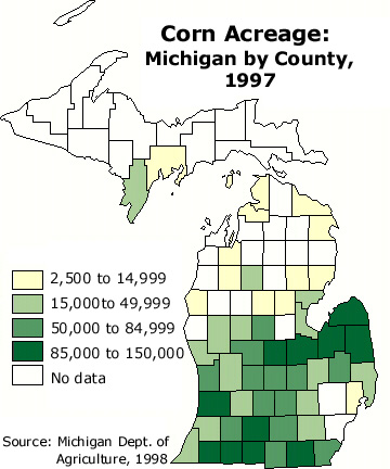 Map - Corn Acreage, 1997