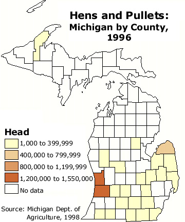 Map - Hens & Pullets, 1996