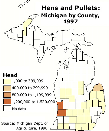 Map - Hen& Pullets, 1997