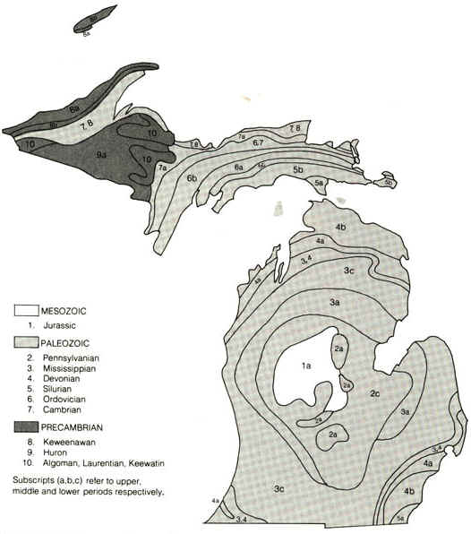 geologic age of michigan's bedrock.JPG (69838 bytes)