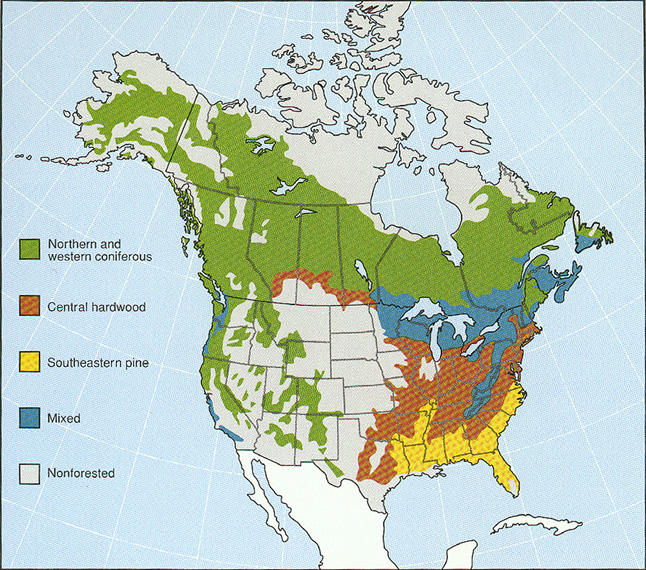 temperate woodland and shrubland map
